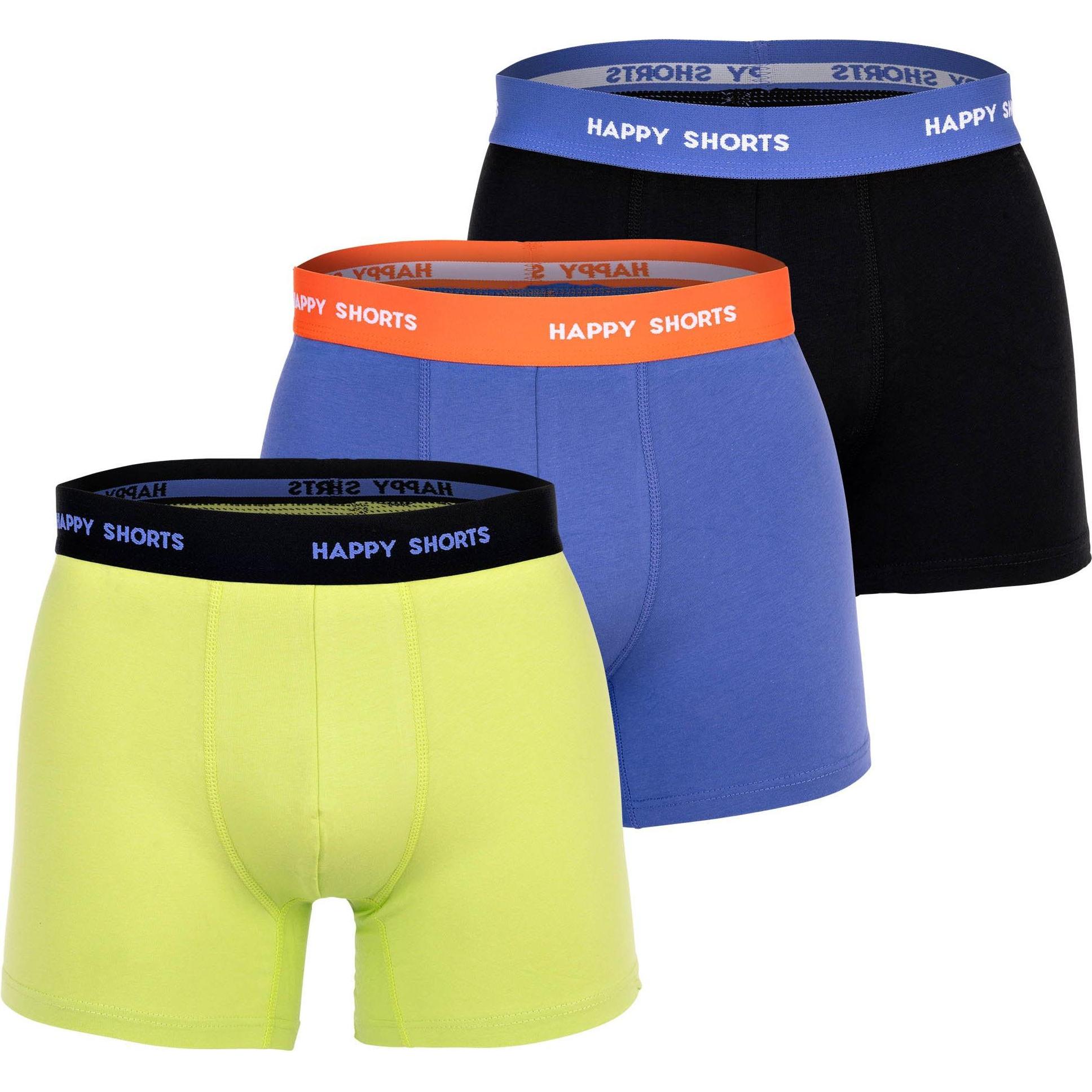 Happy shorts, Herren, Unterhosen, Boxershort Casual Bequem sitzend, Mehrfarbig, (L, 3er Pack)