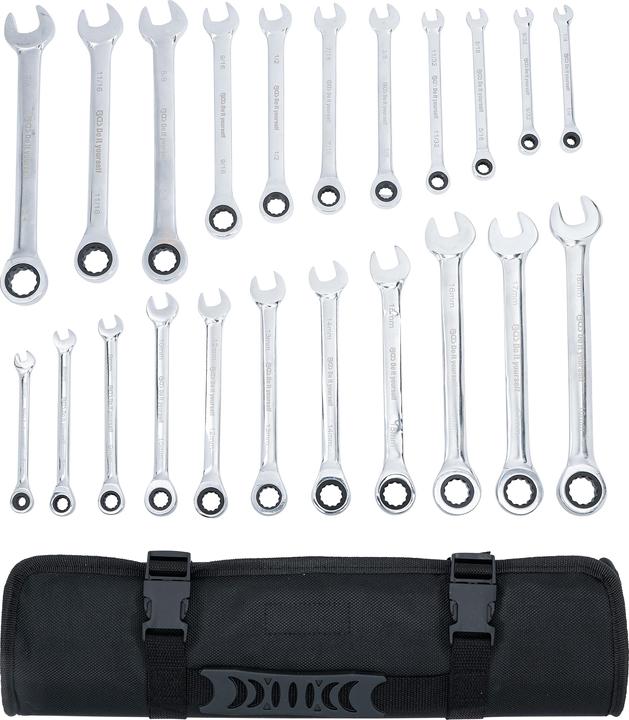 Actual product image BGS Ratchet Combination Wrench Set metric / Inch Sizes 22 pcs. (18 mm)