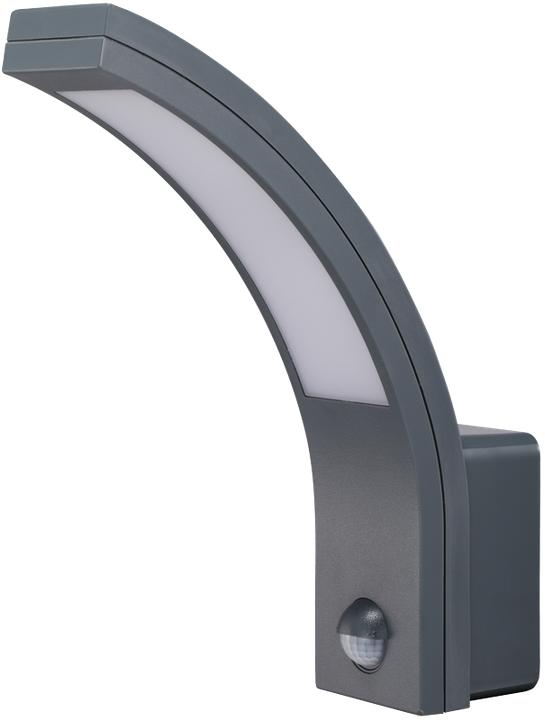 Tracon Wandleuchte mit Bewegungsmelder, gebogene Form, anthrazit (800 lm, IP54)