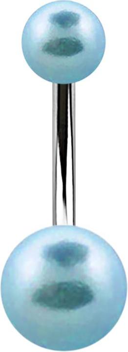 Immagine prodotto Star Piercing Banana d'argento con due perle blu chiaro (senza ottone, Acciaio chirurgico 316L)