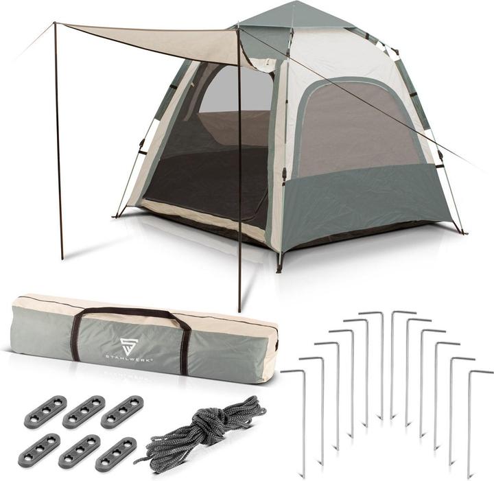 Produktbild Stahlwerk Campingzelt Z-273 ST 273 x 273 cm selbstaufbauendes Pop-Up-Zelt (4.50 kg, 4 Personen)