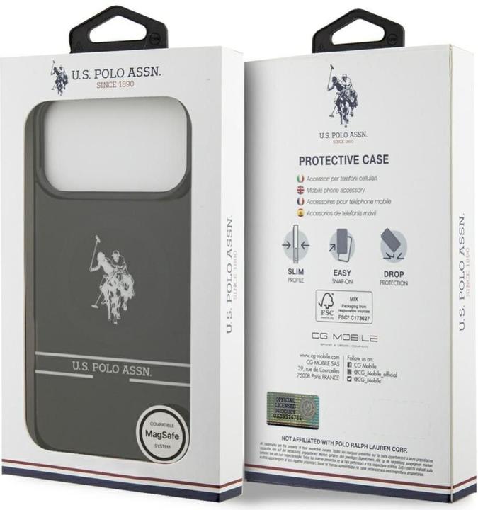 Actual product image U.S. Polo US Polo DH and Bottom Stripe Logo MagSafe Case for iPhone 17 Pro Max Black (Apple iPhone 17 Pro Max)