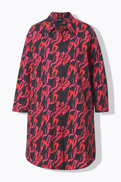 Immagine prodotto Ulla Popken Blusa lunga con peperoni, collo da camicia e maniche lunghe (60)