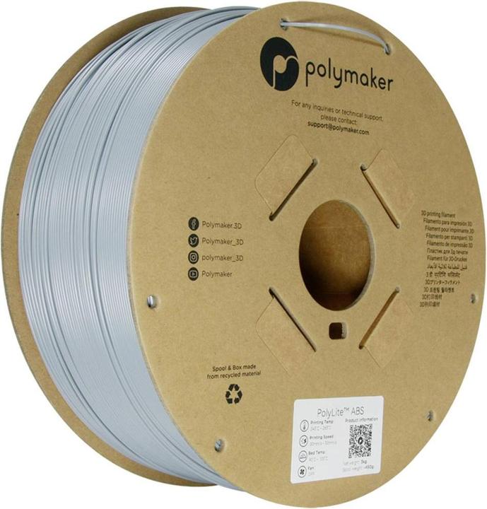 Actual product image Polymaker PolyLite ABS Grey 1.75mm 3kg (ABS, 1.75 mm, 3000 g)