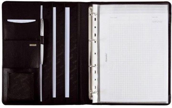 Image du produit Classeur à anneaux "CREMONA II", A4, cuir nappa, noir noir, mécanisme à 4 trous, avec... (A4, 1x)