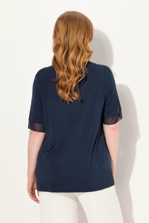 Produktbild Ulla Popken Bluse, Layering-Look, Mesh/Jersey, Zipfelsaum (54)