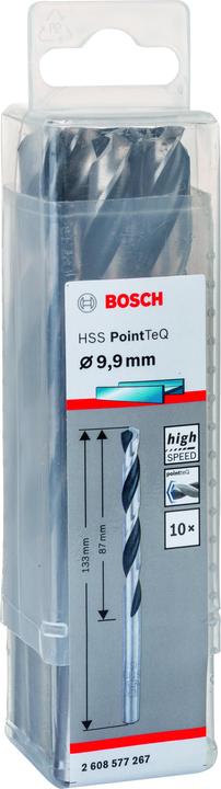 Produktbild Bosch Professional Zubehör Metallspiralbohrer HSS PointTeQ, DIN 338, 9,9 mm, 10er-Pack (9.9 mm)