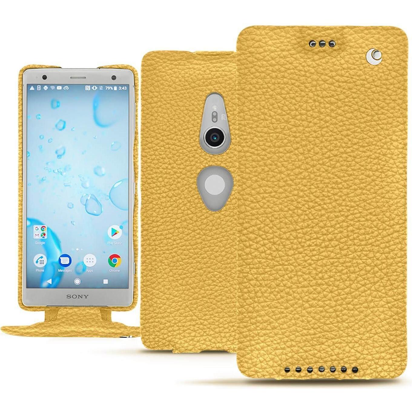 Noreve Lederschutzhülle vertikal (Sony Xperia XZ2), Smartphone Hülle, Orange