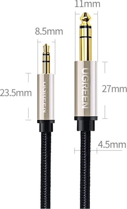 Actual product image Ugreen AV127 3.5 mm jack cable for TRS - 2m (grey) (2 m, 6.3mm jack, 3.5mm jack (AUX))