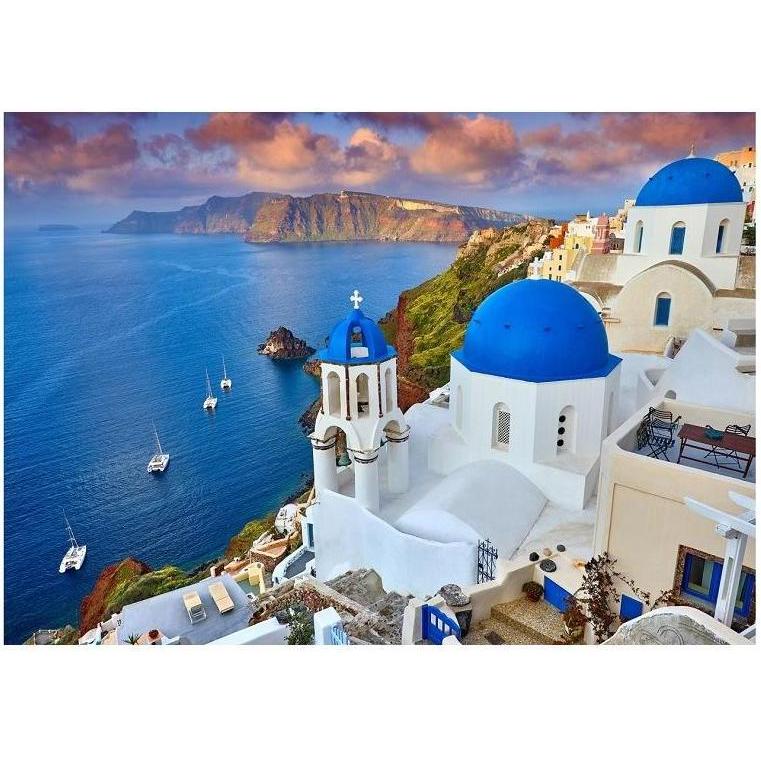Thumbnail - Enjoy Puzzle ENJOY-1086 - Blick auf Santorin mit Booten, Griechenland, Puzzle, 1000 Teile (1000 Teile)