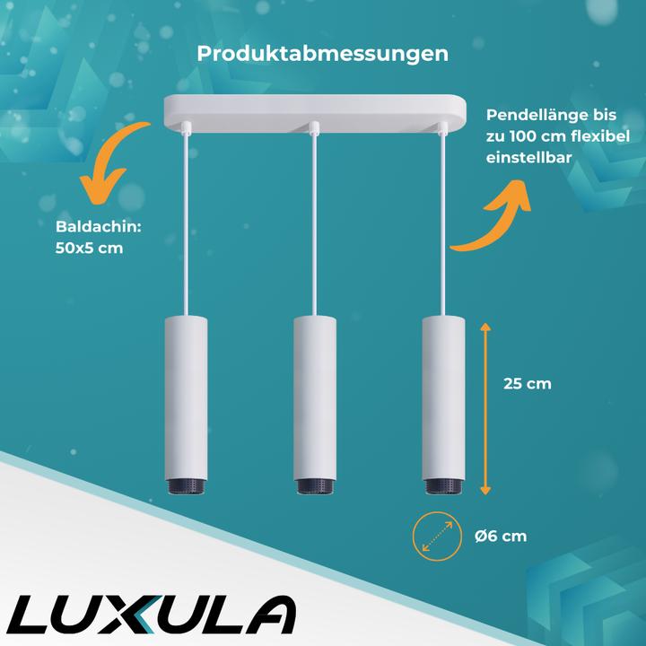 Produktbild Luxula LED-Pendelleuchte, weiss/schwarz, 3-flammig (GU10)