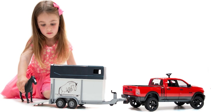 Actual product image Bruder Dodge RAM 2500 with horse trailer