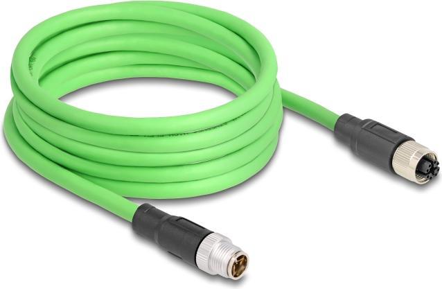 Produktbild Delock M12 Kabel X-kodiert 8 Pin Stecker zu Buchse PUR (TPU) 1 m (SF/UTP, 1 m)