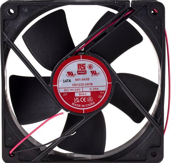 Productafbeelding RS PRO Ventilator 120x120x32mm 24VDC 10,8W 204m³/h (120 mm)
