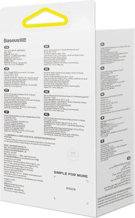 Produktbild Baseus Kabellose Maus F01B Tri-Mode 2,4 G BT 5,0 1600 DPI (frostiges Grau) (Kabellos)