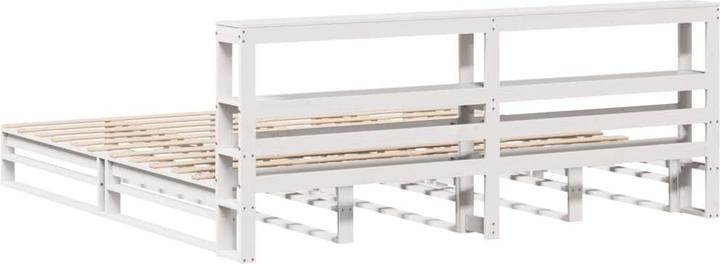 Produktbild VidaXL Massivholzbett Holzbett Bett Palettenbett Kopfteil Weiss 200x200cm Kiefer (200 x 200 cm)