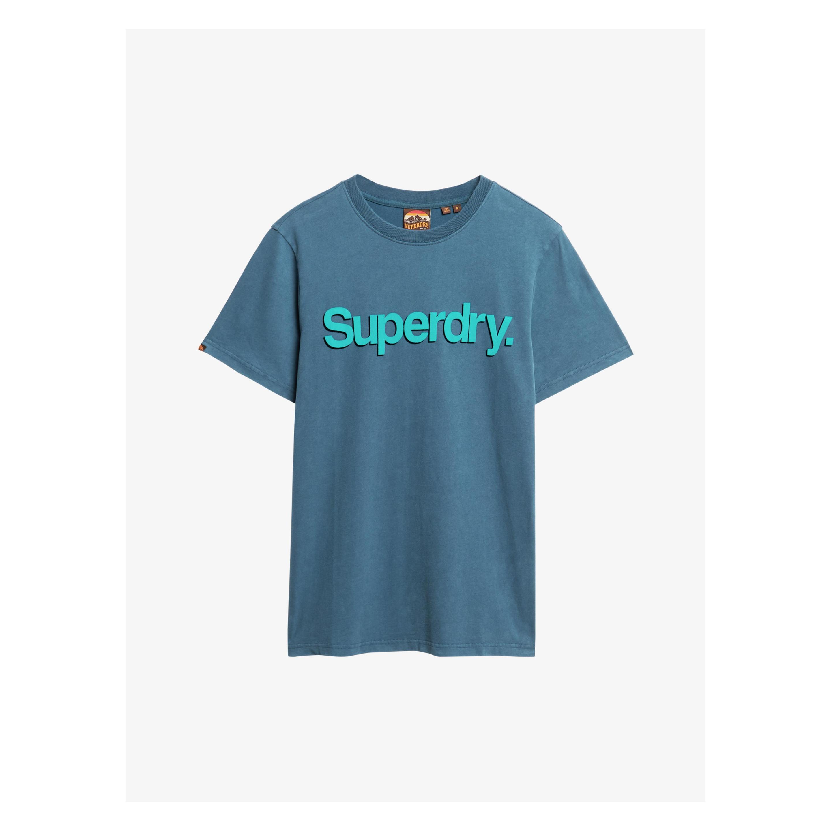Superdry, Herren, Shirts, Klassisches Core Logo Shadow T-Shirt, Blau, (M)