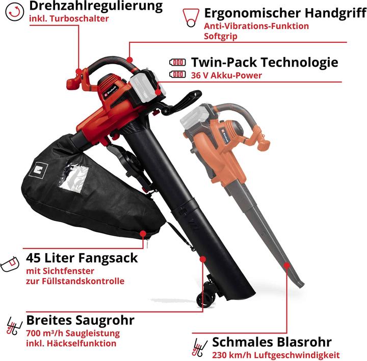 Productafbeelding Einhell GE-CL 36/230 Li E -Solo (Oplaadbare batterij, Bladblazer)