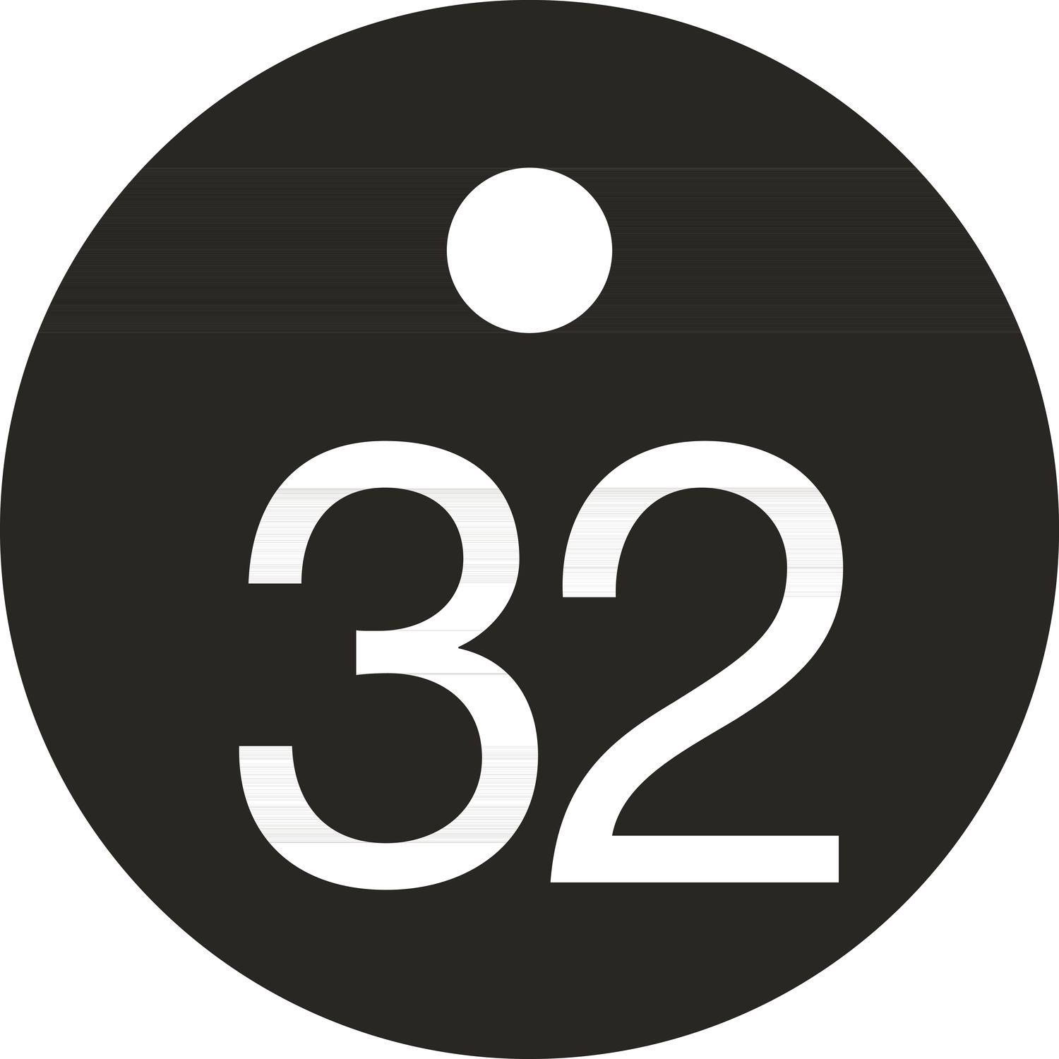 Reiher, Schlüsselanhänger, Schlüsselnummer - ø 25, Nummer 32, Aluminium schwarz eloxiert, Schwarz