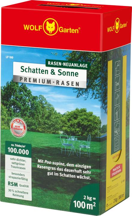 Wolf-Garten Semi per prato Premium Shade Sun 2 kg 100 m (Risemina del prato)