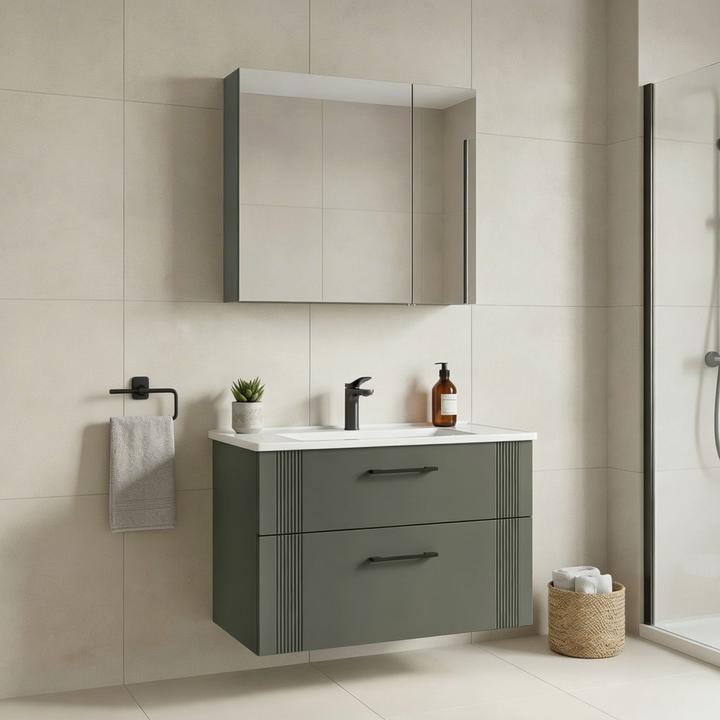 Produktbild Homitis Bari 85 v2 Bathroom Cabinet With Sink & Mirror Set (2 Pieces)