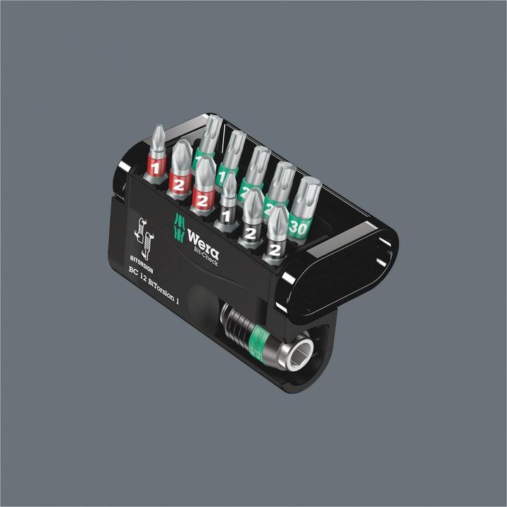 Produktbild Wera Bit-Check 12 BiTorsion 1 SB (Innensechsrund TX M20, Innensechsrund TX M30, Innensechsrund TX M10, Innensechsrund TX M15, Innensechsrund TX M25, Kreuz Phillips PH M1, Kreuz Phillips PH M2, Kreuz Pozidriv PZ M1, Kreuz Pozidriv PZ M2)