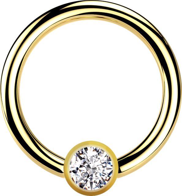 Actual product image Star Piercing Micro Ball Closure Ring gold plated with ball crystal silver (without brass, Surgical steel 316L)