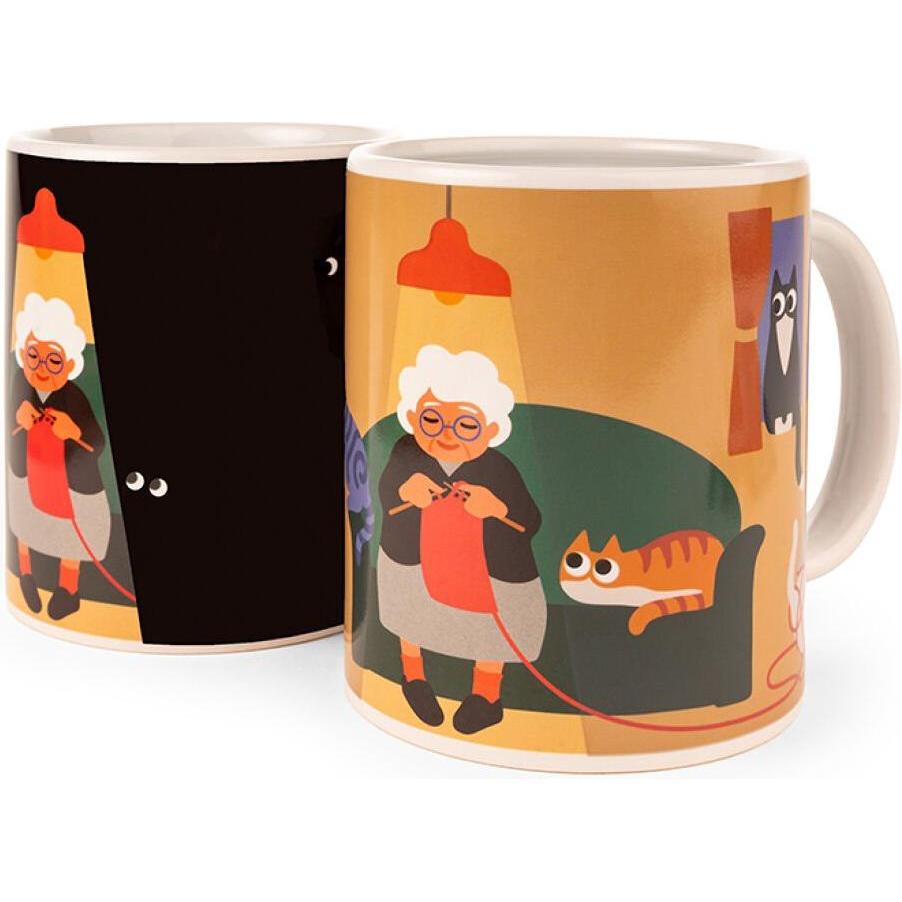 Kikkerland Cat Lady Morph Mug, Tazza, Multicolore