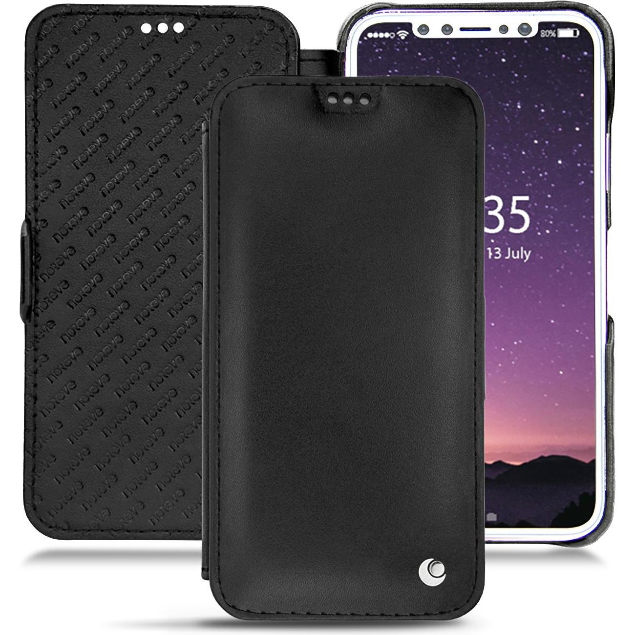 Noreve Lederschutzhülle horizontal (Apple iPhone XS), Smartphone Hülle, Schwarz