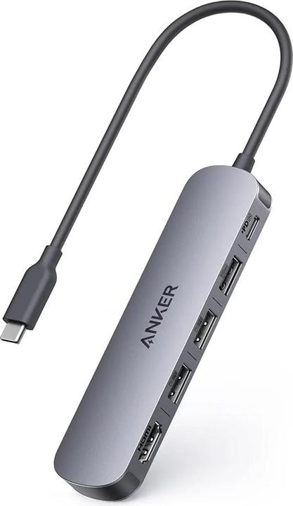 Actual product image Anker USB-C hub, 2 x USB-A - 1 x USB-A 3.0 - 1 x USB-C - 1 x HDMI, grey (USB-C, 5 ports)