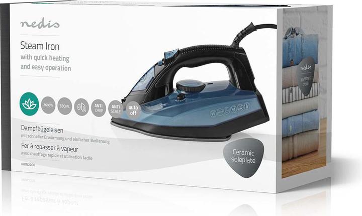 Produktbild Nedis Bügeleisen | 2600 W | Dampf Schuss | Keramisch | 0.32 l (2600 W, 1 g/min)