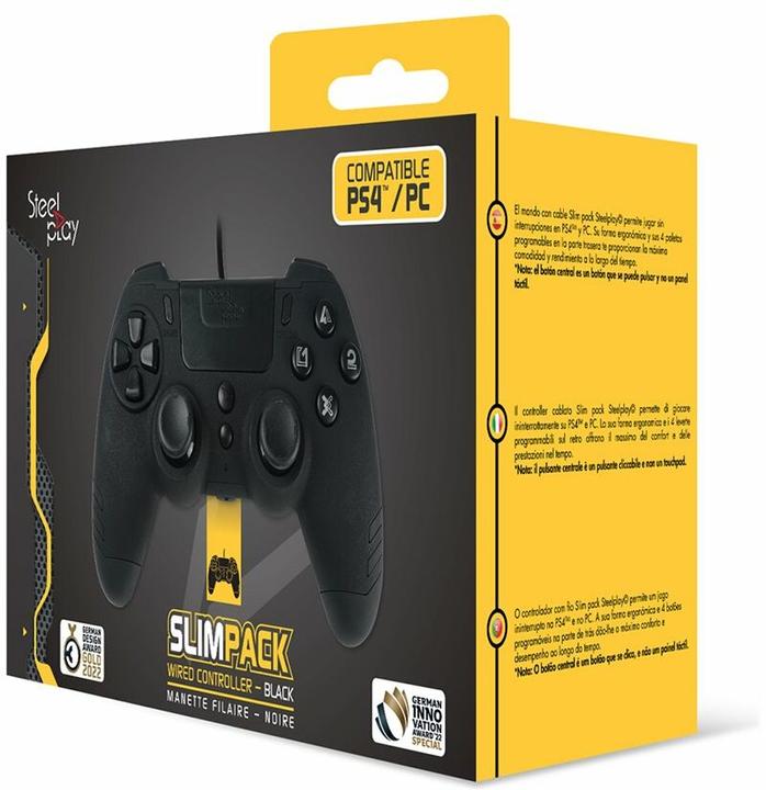 Actual product image Steelplay Slim Pack Wired Controller Ebony Black Multi (PS4, PC)