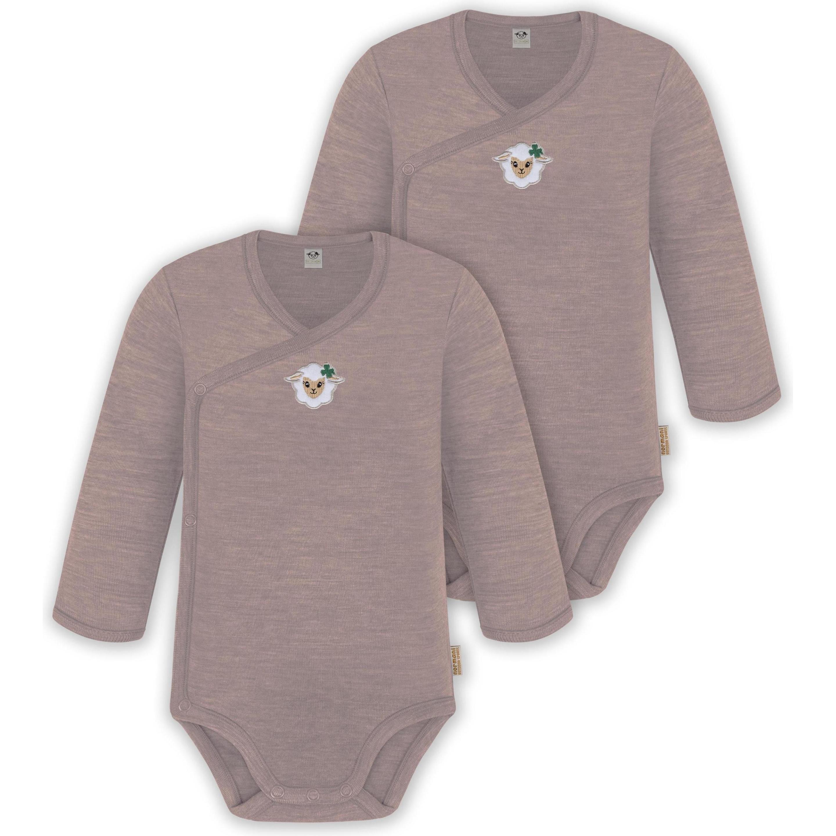Normani, Herren, Body, 2er Pack Doppelpack Baby-Body Merino Wickelbody Bodysuit Langarm - 9343, Rosa, (68)