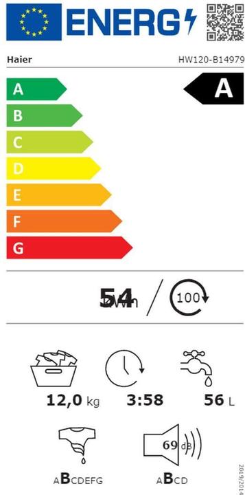 Energy Label Haier I-Pro Serie 7 HW120-B14979-S (12 kg, Left)