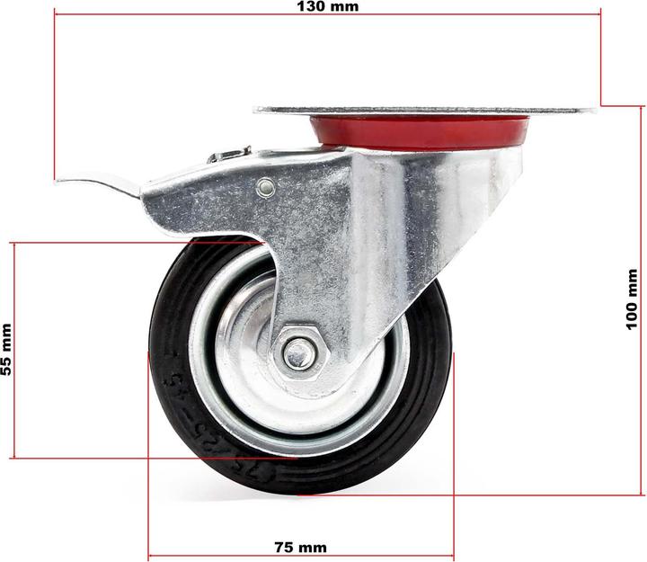 Produktbild Wiltec Doppelstopp-Lenkrolle Set