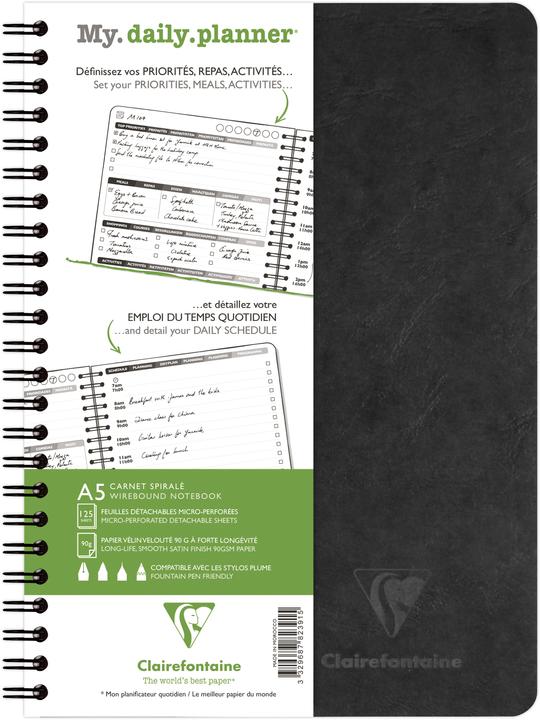 Nährwerte und Zutaten Clairefontaine CLAIREFON Agenda AgeBag undatiert 782391C my Daily 125 Blatt schwarz A5 (A5)