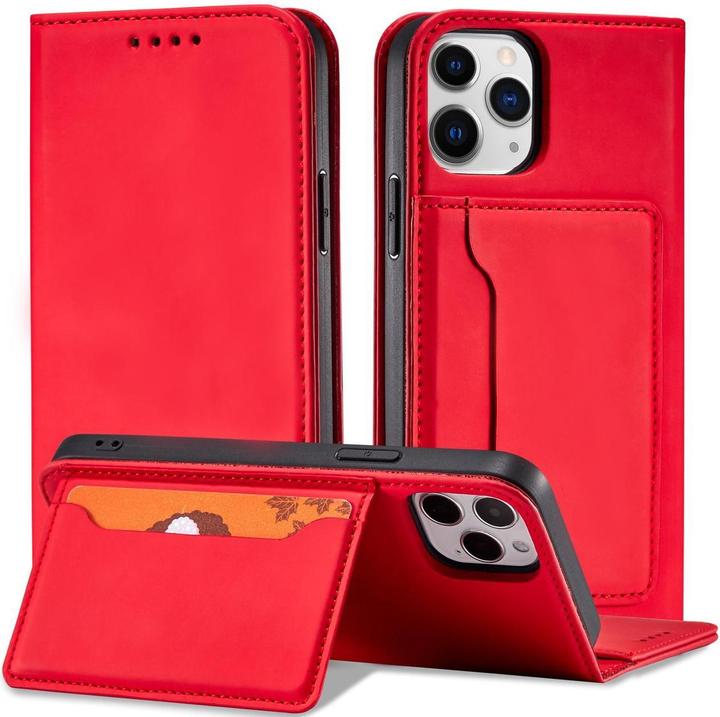 Image du produit Hurtel Etui Magnétique pour iPhone 12 Pro Max Pochette Porte Carte Portefeuille Rouge (Apple iPhone 12 Pro Max)