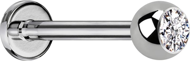 Produktbild Star Piercing Micro Labret silber mit Kugel und Kristall silber (Titan G23, ohne Messing)