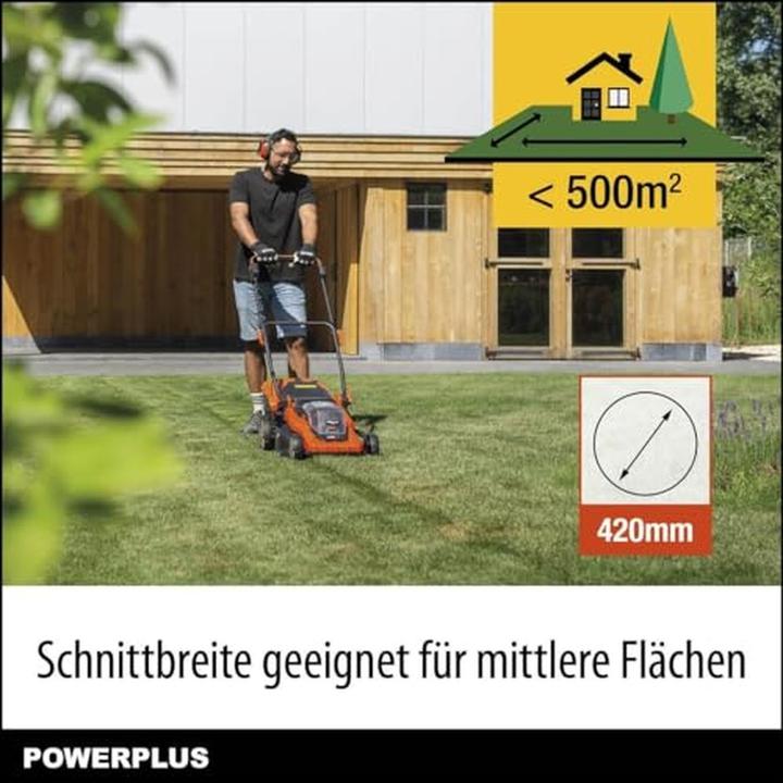Produktbild Powerplus Dual Power Rasenmäher bürstenlos 40V Ø 420mm - exkl. Akku und Ladegerät (Akkubetrieb)