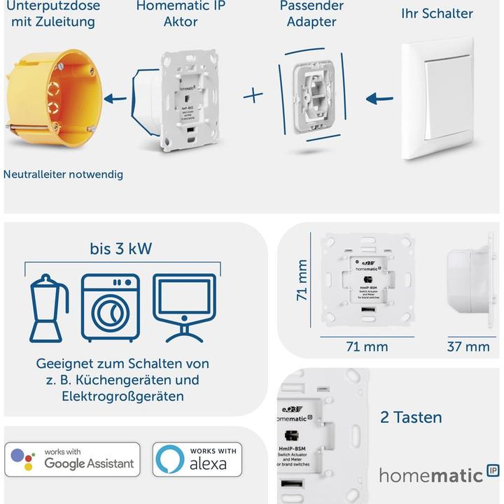 Produktbild Homematic IP Schalt-Mess-Aktor für Markenschalter (Schaltaktor)