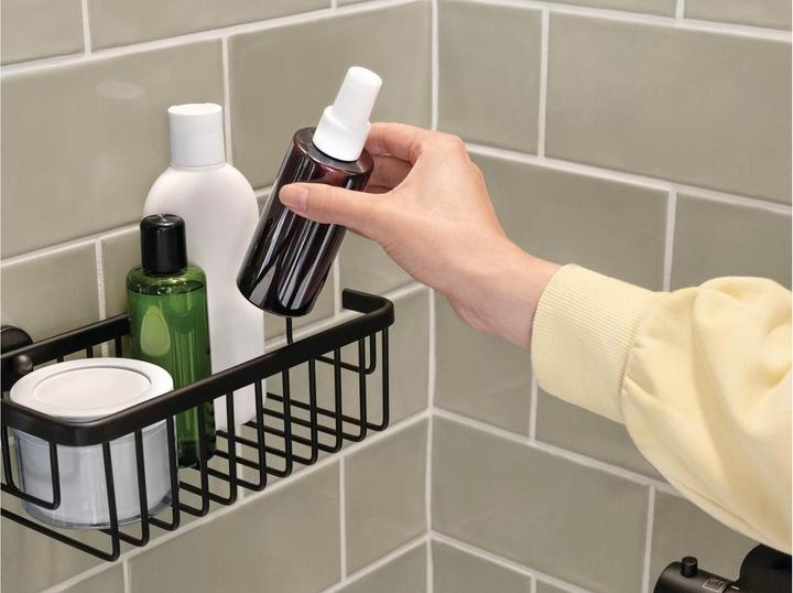 Actual product image tesa ALUXX BLACK shower basket incl. adhesive solution without drilling (25 x 12.5 x 9.5 cm)