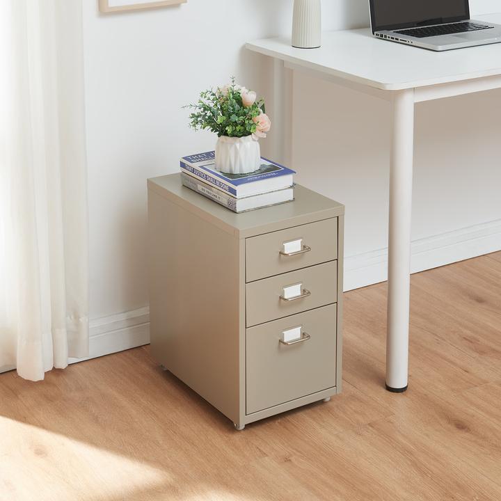 Produktbild En.Casa Rollcontainer Kökar mit 3 Schubladen 48x28x41 cm Kamelfarben (48 x 28 x 41 cm)