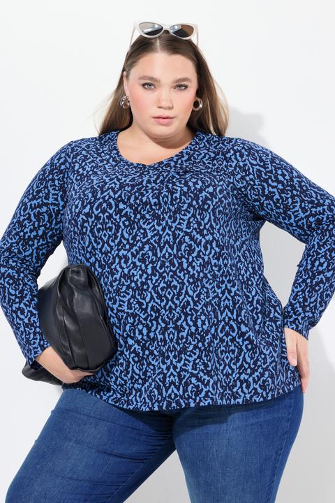 Produktbild Ulla Popken Shirt, Zierfalten, A-Linie, V-Ausschnitt, Langarm. (58)