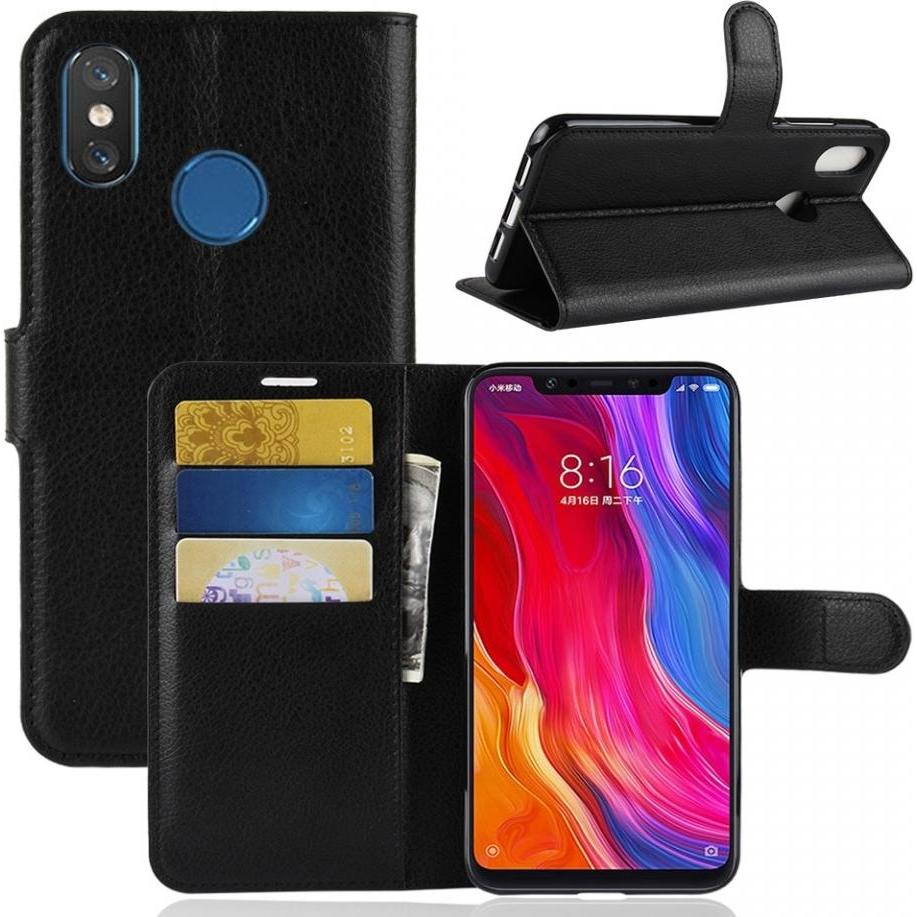 Screenguard Xiaomi Mi 8 Leather Guard Lederhülle (Xiaomi Mi 8), Smartphone Hülle, Schwarz