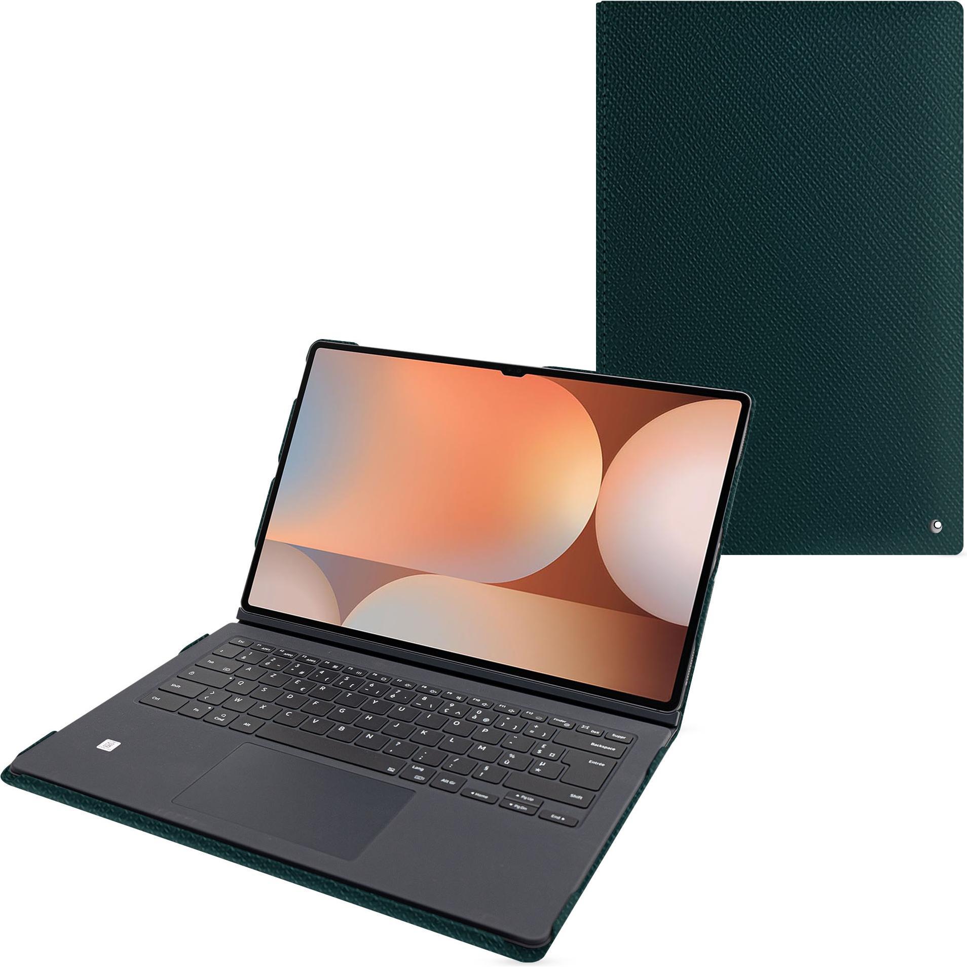 Noreve Samsung Galaxy Tab S10 Ultra Ledertasche kompatibel Book Cover Keyboard (Galaxy Tab S10 Ultra), Tablet Hülle, Grü...