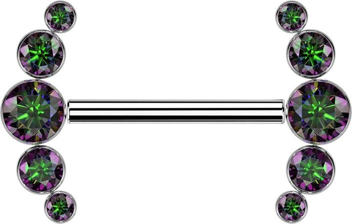 Immagine prodotto Star Piercing Bilanciere Threadless argento anteriore cinque cristalli scuro multicolore (senza ottone, Titanio)