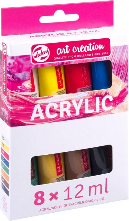 Produktbild Talens Acrylfarbe Art Creation 8er Set, Mehrfarbig (Ivory black, Permanent green deep, Yellow Ochre, Primary Yellow, Burnt umber, Primary Cyan, Titanium White, primary magenta, 12 ml)