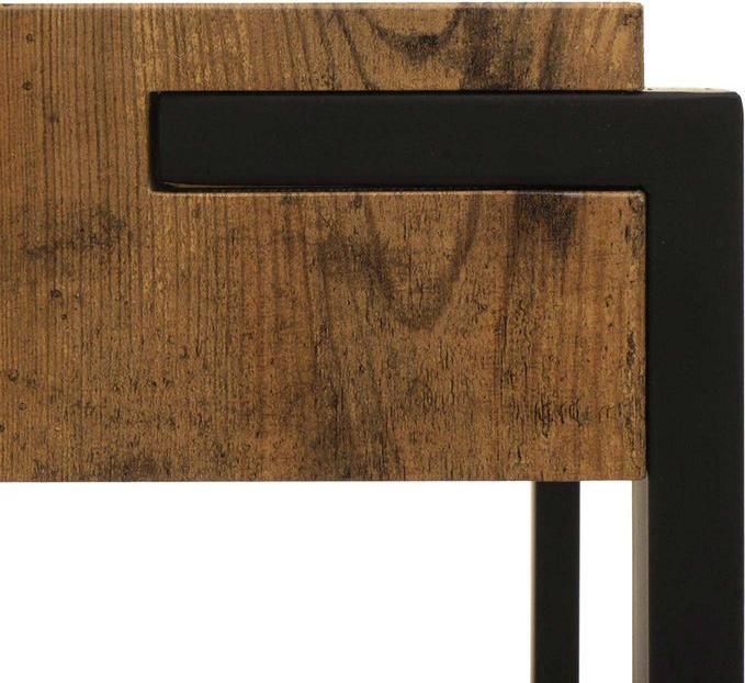 Actual product image Mendler Console table HWC-L53, metal 80x100x54cm - dark wild oak (80 x 100 x 54 cm)