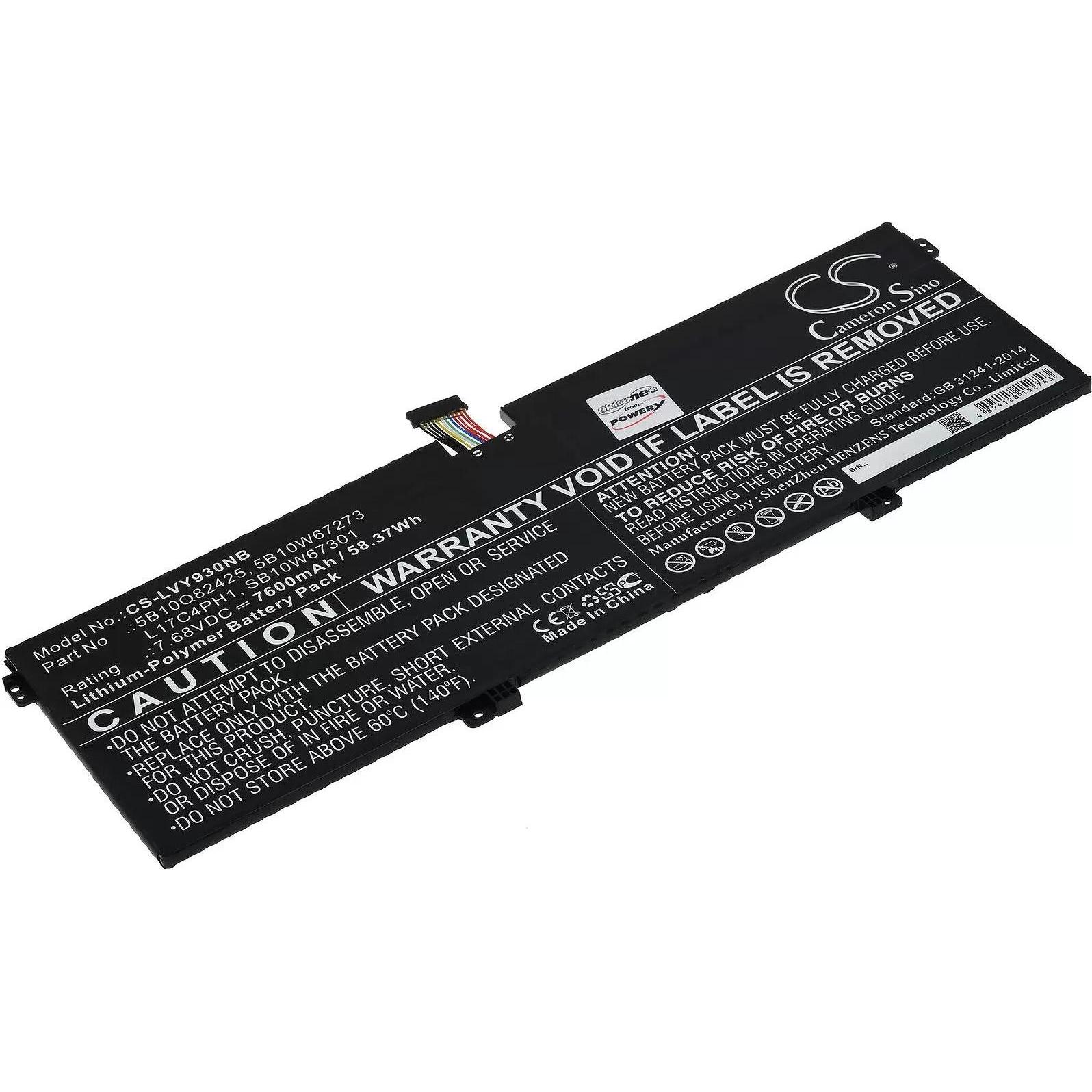 AccuCell Akku passend für Laptop Lenovo Yoga 7 Pro, Yoga C930-13IKB, Typ L17C4PH1 u.a. - 7,68V - 7600 mAh (7600 mAh), No...