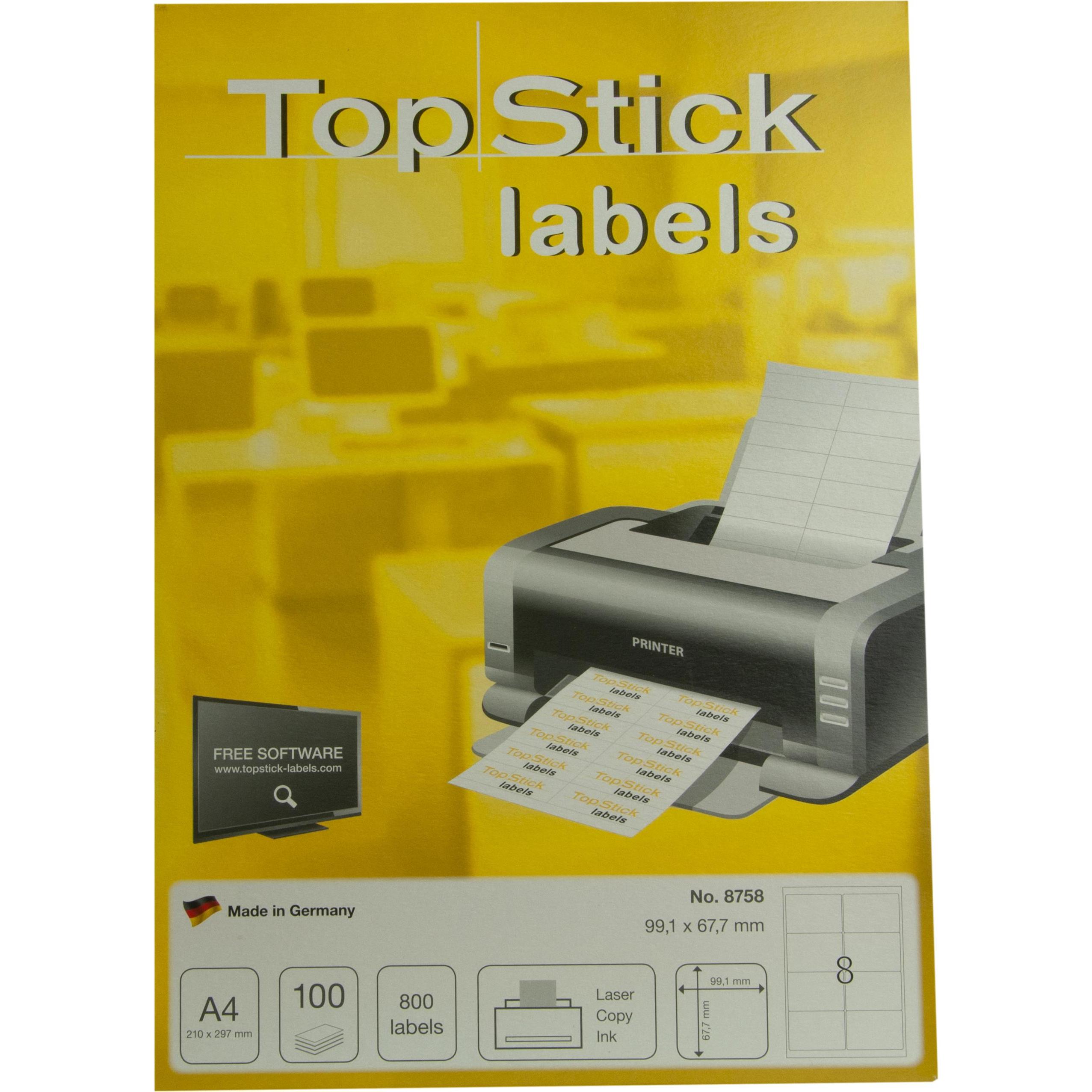 TopStick, Etiketten, TOP STICK Universal-Etiketten, 99,1 x 67,7 mm, weiá